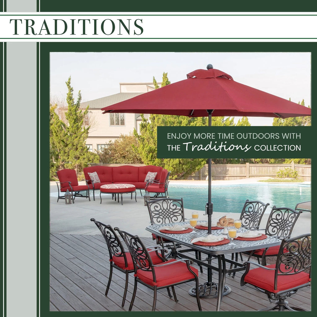 9 Pcs Aluminum Outdoor Dining Set with Glass-top Table K35412
