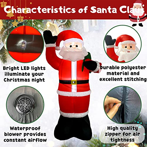 Inflatable Christmas Yard Decoration 8FT Santa Claus with Built-in LED Light B9457