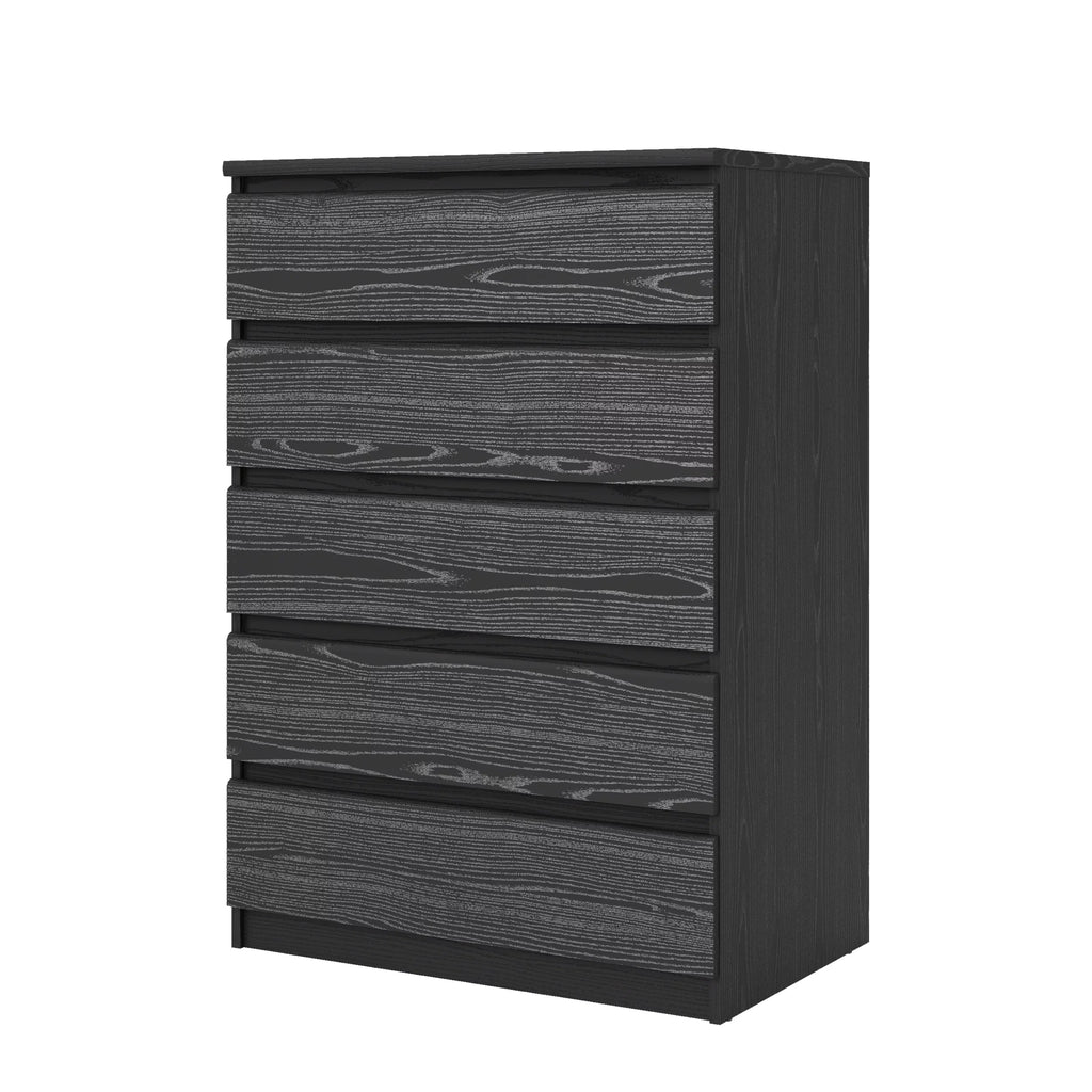 Black 5 Drawer Woodgrain Chest K324