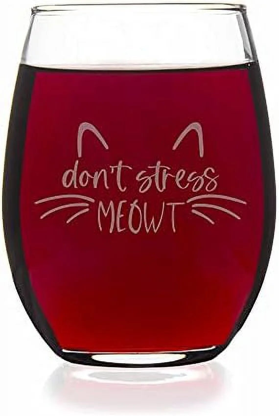 Cat Lover Stemless Wine Glass E852