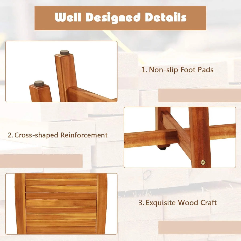 5 Piece Acacia Wood Patio Dining Furniture Set with 4 Stools D375877