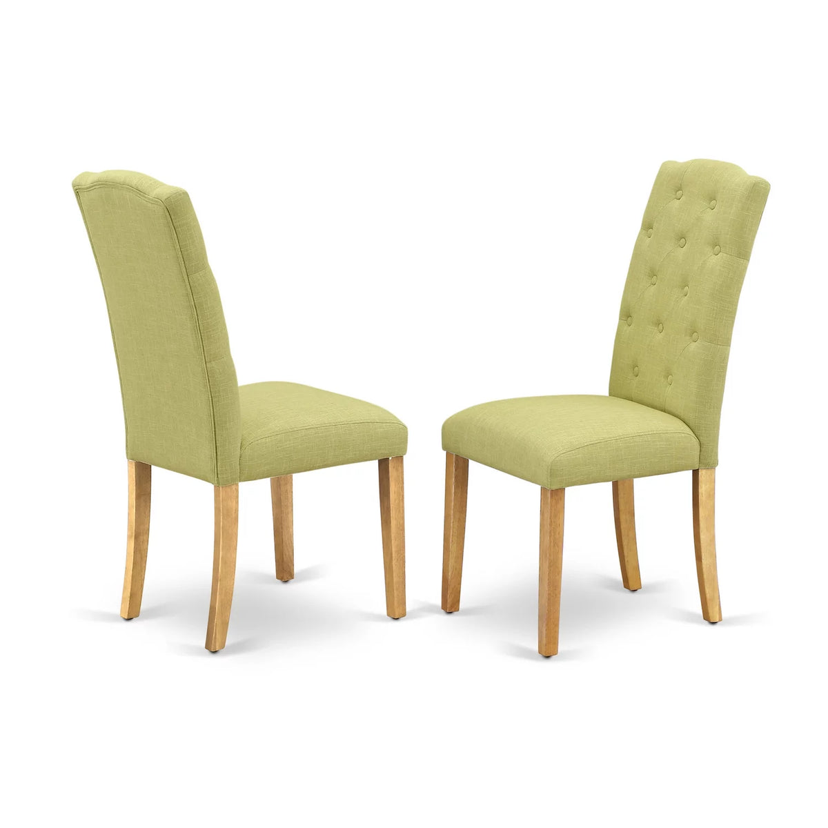 Oak Green Fabric Dining Chairs Set of 2 H24430