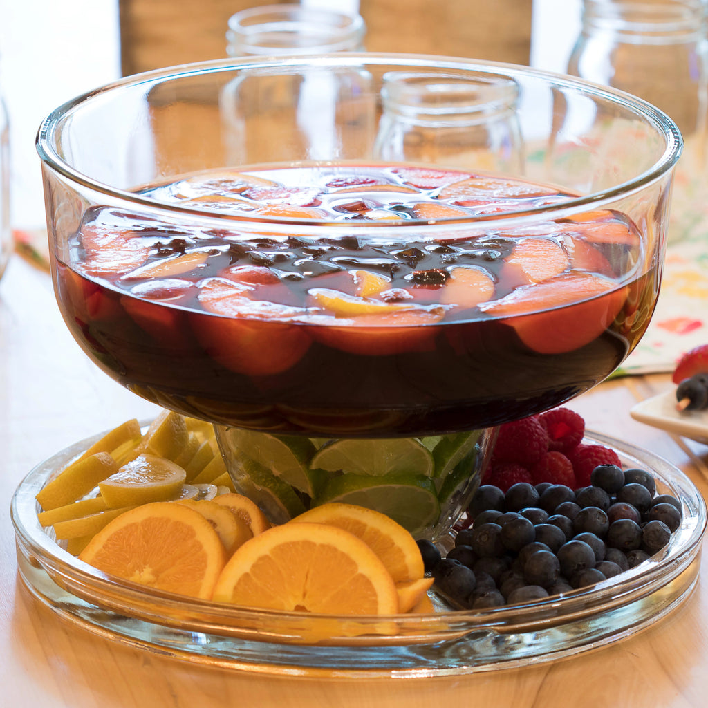 6-in-1 Glass Server, Punch Bowl, Chip and Dip Bowl, Cake Stand Y5381