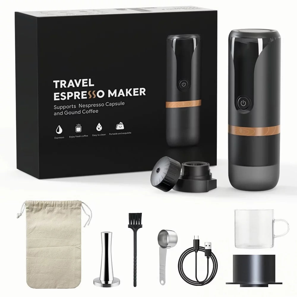Portable 9 Bar Rechargeable Espresso Machine Black X965