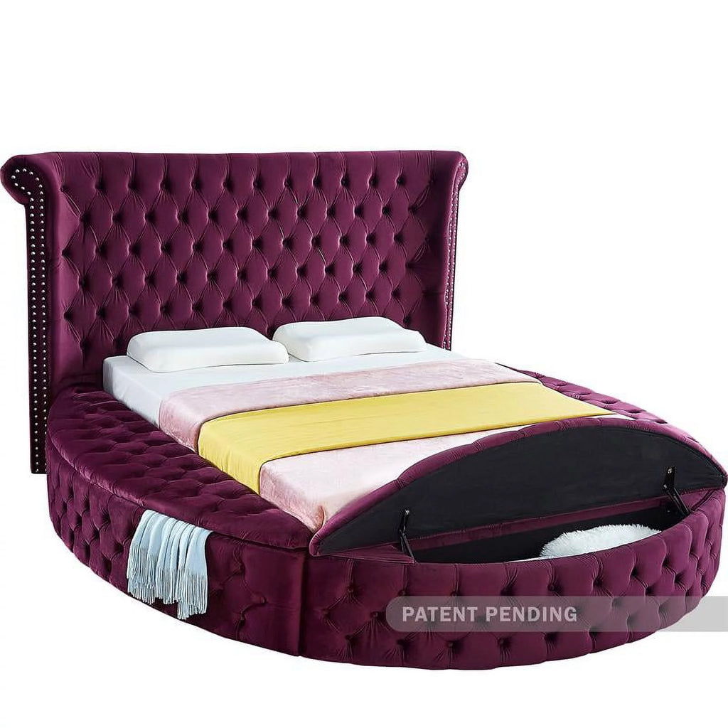 Purple Velvet Queen Bed Y284