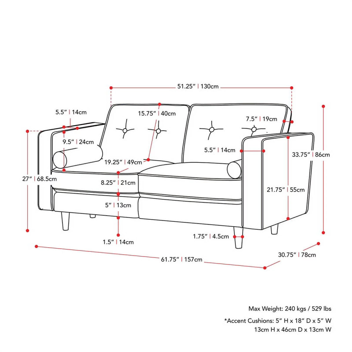 Navy Blue Fabric Upholstered Loveseat F717213